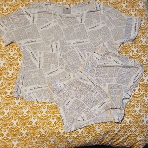 Newspaper Print Pajama Set
